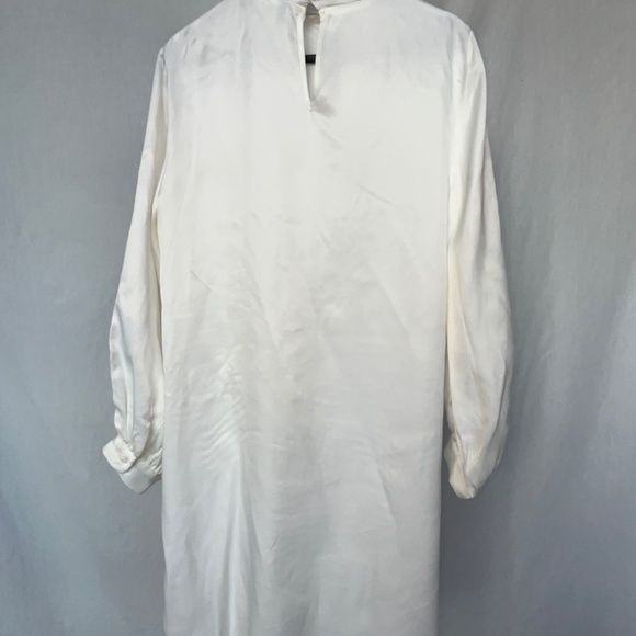 Zara ivory white (S) high-neck, long-sleeve, silky satin tunic, BNWOT. - Picture 13 of 15